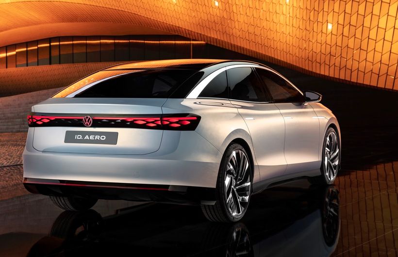 Volkswagen ID.Aero inside building rear view 